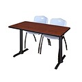 Regency Cain 42 x 24 Training Table- Cherry & 2 M Stack Chairs- Grey