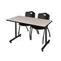 Regency Kobe 42 x 24 Training Table- Maple & 2 M Stack Chairs- Black [MKTRCT42PL47BK]