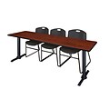 Regency Cain Training Table and Chair Set, 24D x 84W, Cherry (MTRCT8424CH44BK)