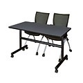 Regency Kobe 48 Flip Top Mobile Training Table- Grey & 2 Apprentice Chairs- Black