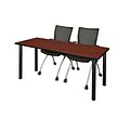 Regency Kee 60 x 24 Training Table- Cherry/ Black & 2 Apprentice Chairs- Black [MT60CHBPBK09BK]