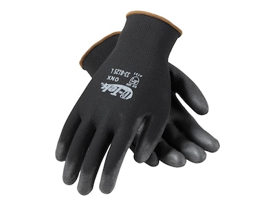 G-Tek 33-B125 Polyurethane Coated Nylon Gloves, Large, 13 Gauge, Black, 12 Pairs (33-B125/L)