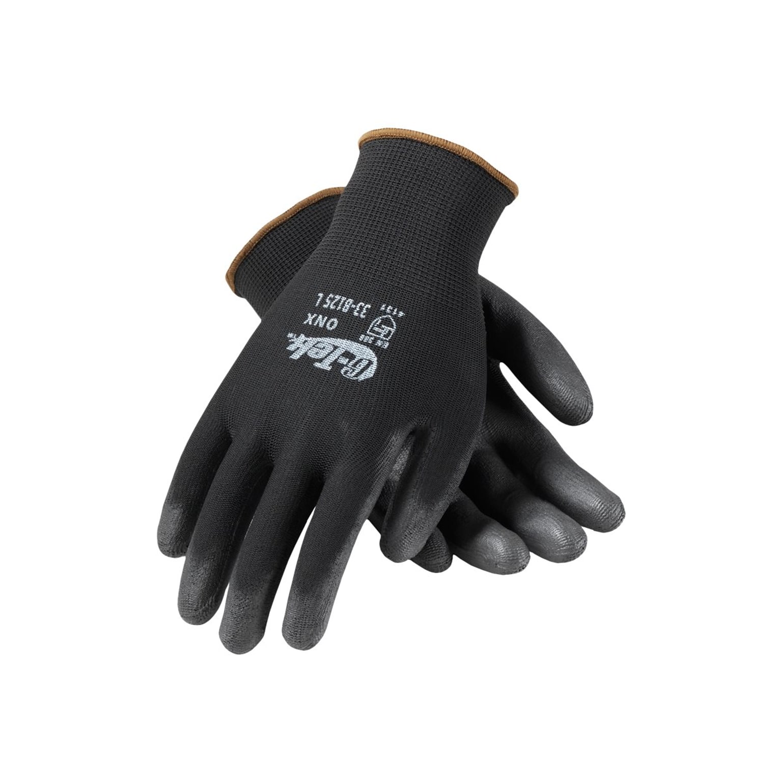 G-Tek 33-B125 Polyurethane Coated Nylon Gloves, Large, 13 Gauge, Black, 12 Pairs (33-B125/L)