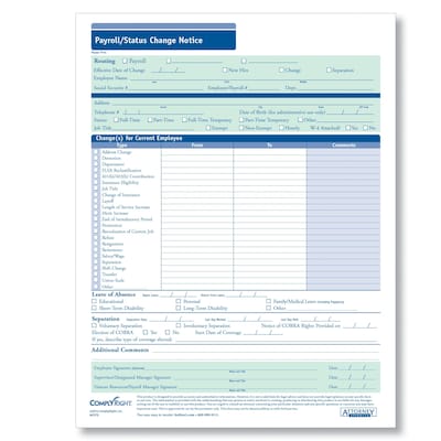 ComplyRight Payroll Status Change Notice, Pack of 50 (A2172)