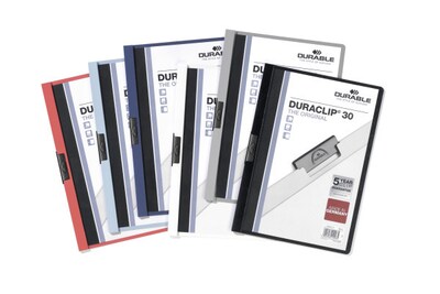 Durable Duraclip® Clear Front Report Cover with 30-Sheet Capacity, Light Blue Back Cover