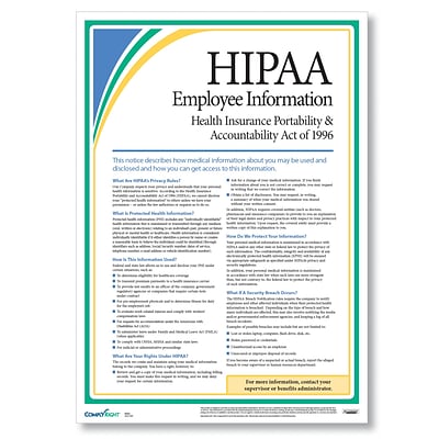 ComplyRight HIPAA Employee Information Poster, 17 X 24 (A0953)