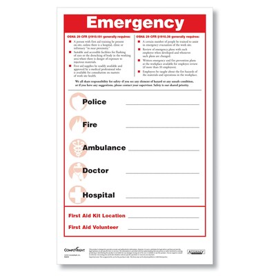ComplyRight Emergency Numbers Safety Poster and Pen Set (N2606)
