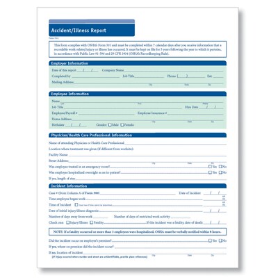 ComplyRight Accident/Illness Report, Pack of 50 (N9042PK50)