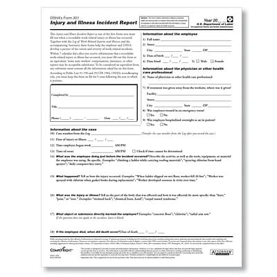 ComplyRight OSHA Form 301, Pack of 25 (W0282)