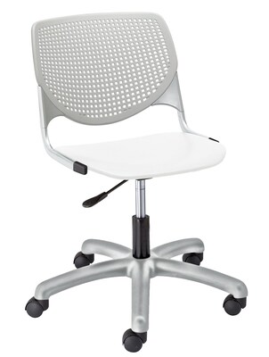 NRS. (2-1-17) KFI, TK2300-BP13SP08, KOOL Collection, Light Grey & White Poly, 5 Star Base with casters,  armless,