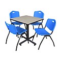 Regency Kobe 30 Square Breakroom Table- Maple & 4 M Stack Chairs- Blue