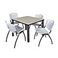 Regency Kee 42 Square Breakroom Table- Maple/ Black & 4 M Stack Chairs- Grey