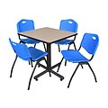 Regency Kobe 30 Square Breakroom Table- Beige & 4 M Stack Chairs- Blue