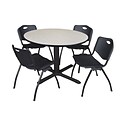 Regency Cain 48 Round Breakroom Table- Maple & 4 M Stack Chairs- Black