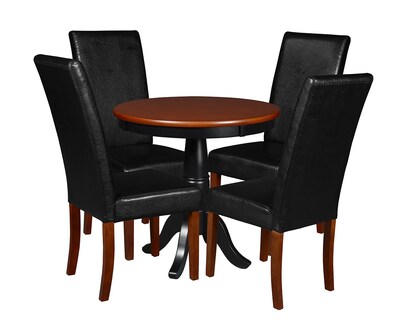 Niche Mod 30 Round Pedestal Table- Cherry/Black & 4 Tyler Dining Room Chairs- Cherry/Black