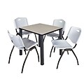 Regency Kee 30 Square Breakroom Table- Maple/ Black & 4 M Stack Chairs- Grey