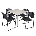 Regency Kee 48 Square Breakroom Table- Maple/ Chrome & 4 Zeng Stack Chairs- Black