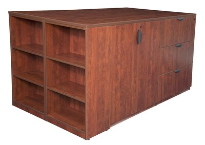 Regency Legacy Stand Up 2 Storage Cabinet/ 2 Lateral File Quad with Bookcase End- Cherry