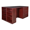 Regency Legacy Stand Up Desk/ 3 Lateral File Quad with Bookcase End- Mahogany