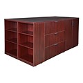 Regency Legacy Stand Up Storage Cabinet/ 3 Lateral File Quad with Bookcase End- Mahogany