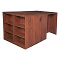 Regency Legacy Stand Up 2 Desk/ Storage Cabinet/ Lateral File Quad with Bookcase End- Cherry