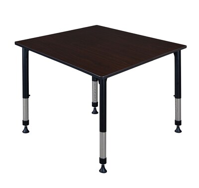 Regency Kee Adjustable Square Activity Table, 48 x 48, Height Adjustable, Mocha Walnut (TB4848MWAPBK)