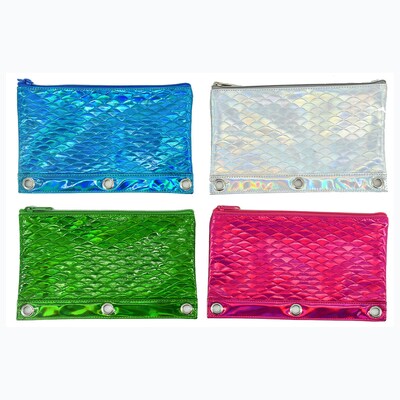 Mermaid Scale Binder  Pencil Pouch, 4 Assorted Colors, 10 x 4 12pc Value Pack