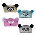 Pom Pom Ears Glitter Animal Pencil Pouch, 4 Assorted Designs, 8.5 x 5, 8pc Value Pack