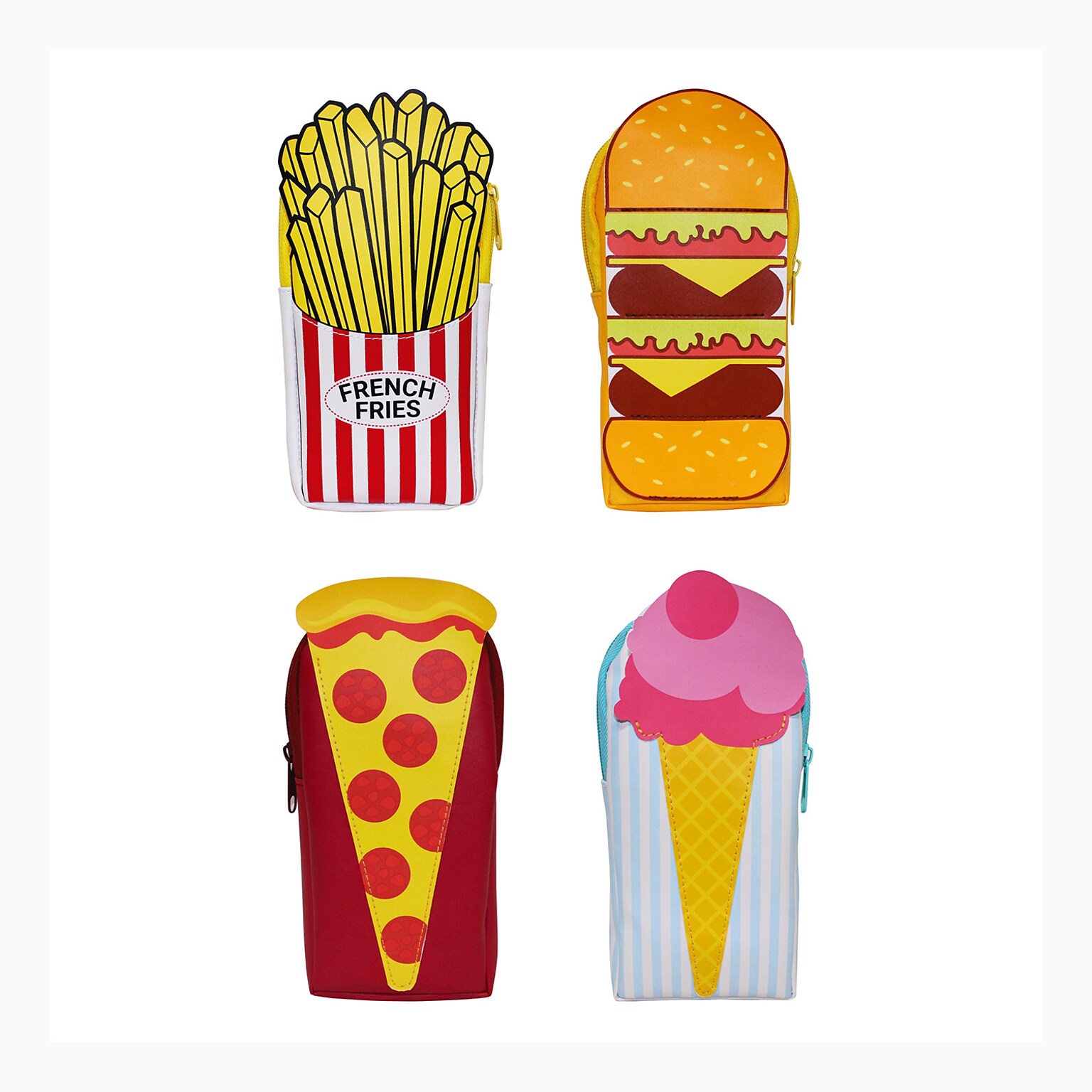 Junk Food Pencil Pouch, 4 Assorted Designs, 8.5 x 4 x 1 8pc Value Pack