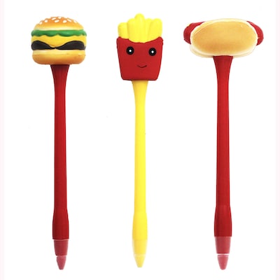 Squishy Junk Food Pens, Medium Point, Assorted Designs, Black Ink, 8/Pack (125-6)