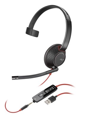 Plantronics Blackwire 5210 USB-A/3.5mm Wired Noise Cancelling Mono On Ear Computer Headset, Black (2