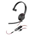 Plantronics Blackwire 5210 USB-A/3.5mm Wired Noise Cancelling Mono On Ear Computer Headset, Black (207577-01)