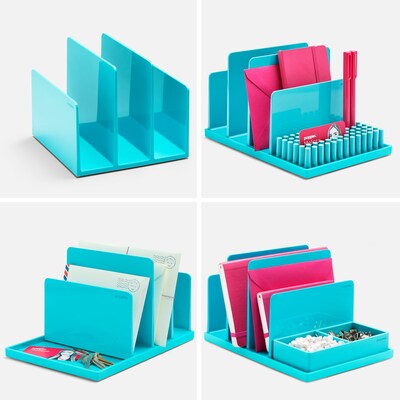 Poppin Fin File Sorter Plastic Desktop, Dark Gray, 4 Pack (106297)