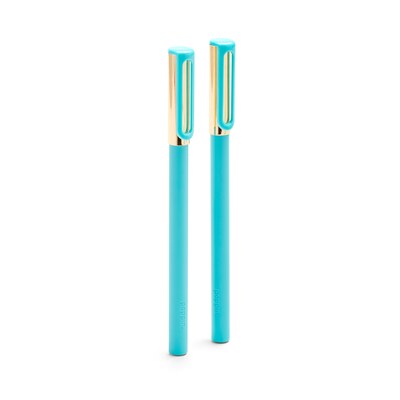 Poppin Tip-Top Rollerball Pen, Aqua, Blue Ink, 2 Packs of 6 (106348)