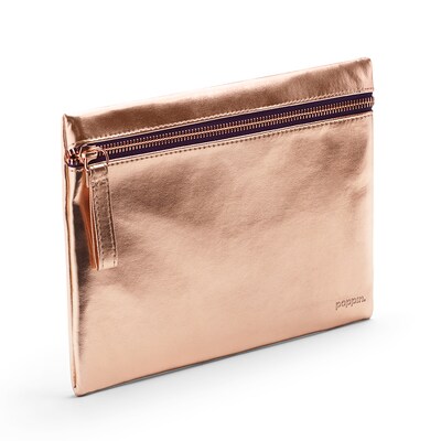 Poppin Accessory Pouch Zipper PU, Copper, 6 Pack (106278)