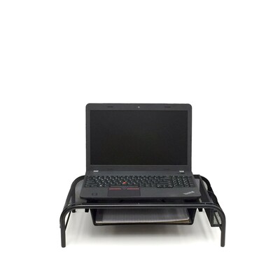 Mind Reader Network Collection Metal Mesh Monitor Stand with Drawer, Up to 24" Monitor, Black , 2/Pack (2MESHMON-BLK)