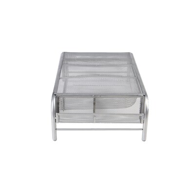 Mind Reader Network Collection Metal Mesh Monitor Stand with Drawer, Up to 24 Monitor, Silver, 2/Pa