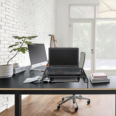 Mind Reader Network Collection Metal Mesh Monitor Stand with Drawer, Up to 24" Monitor, Black , 2/Pack (2MESHMON-BLK)
