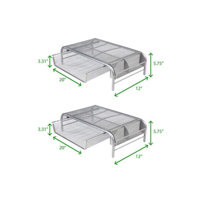 Mind Reader Network Collection Metal Mesh Monitor Stand with Drawer, Up to 24" Monitor, Silver, 2/Pack (2MESHMON-SIL)