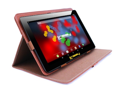 Linsay F10 Series 10.1 Tablet with Brown Leather Case, WiFi, 2GB RAM, 64GB Storage, Android 13 (F10