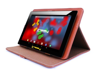 LINSAY F10 Series 10.1" Tablet, WiFi, 2GB RAM, 64GB Storage, Android 13, Black w/Brown Case (F10XIPSBCLBROWN)