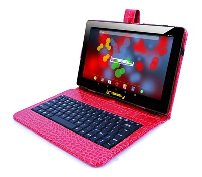 LINSAY F10 Series 10.1" Tablet, WiFi, 2GB RAM, 64GB , Android 13, Black w/Red Crocodile Keyboard (F10XIPSBKCOREDW)
