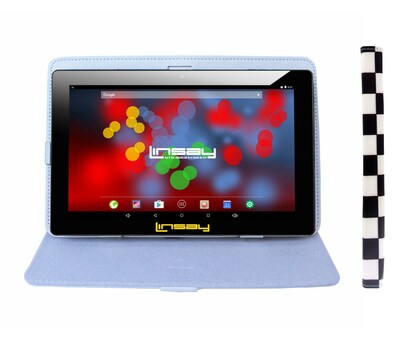 Linsay F10XIPSCBWS 10.1" Tablet, WiFi, 2GB RAM, Quad Core, 16GB HD, Android Nougat with Black & White Case