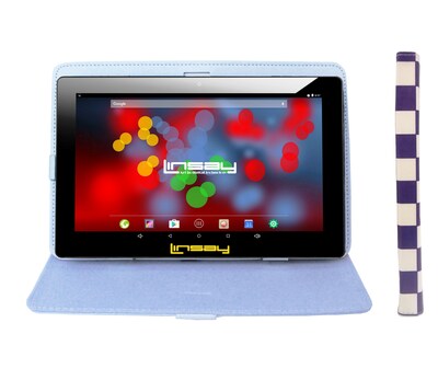 LINSAY F10 Series 10.1 Tablet, WiFi, 2GB RAM, 32GB Storage, Android 12, Black w/Purple & White Case (F10XIPSCPWS)