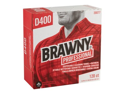 Brawny Professional D400 DRC Wipers, Oatmeal, 120 Sheets/Box  (20077)
