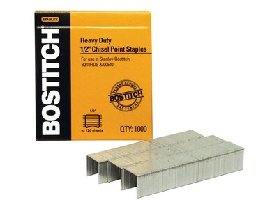 Bostitch Premium Heavy Duty Staples, 1/2 Leg Length, 1000/Box (SB351/2-1M)