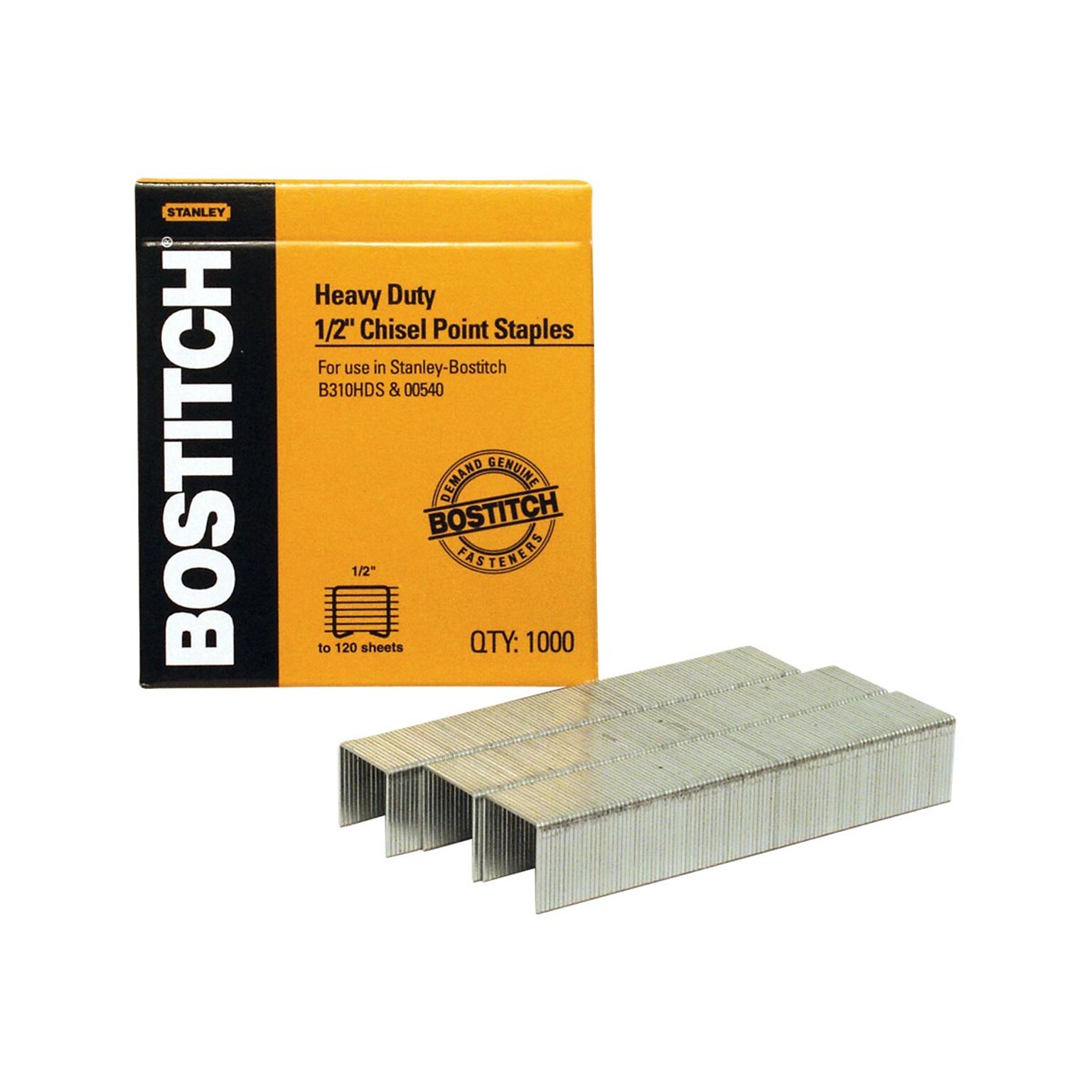 Bostitch Premium Heavy Duty Staples, 1/2 Leg Length, 1000/Box (SB351/2-1M)