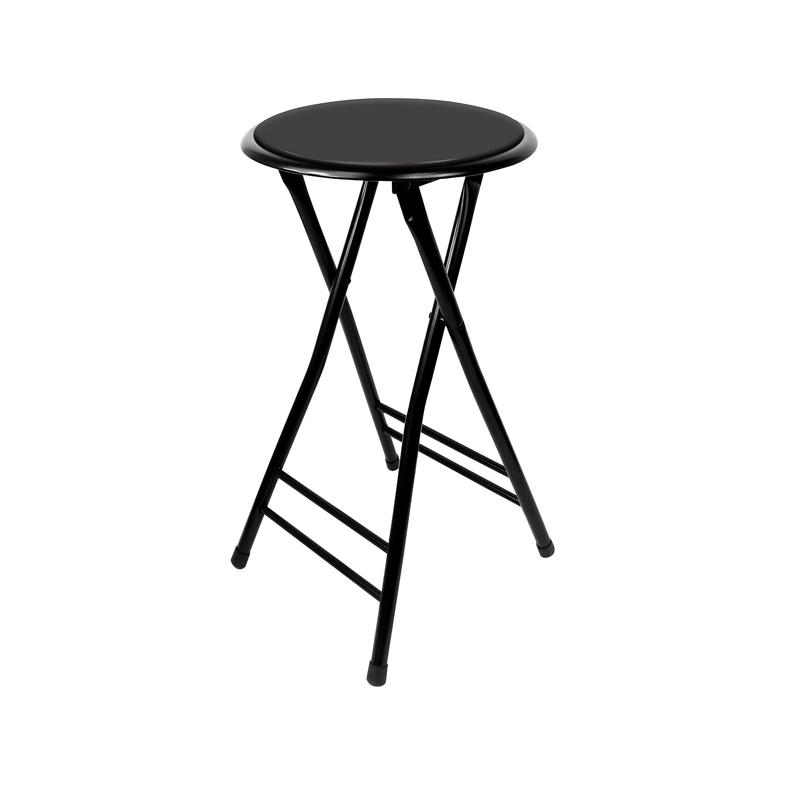 Trademark Global Home 24H PVC Folding Stool, Black (82-0827)