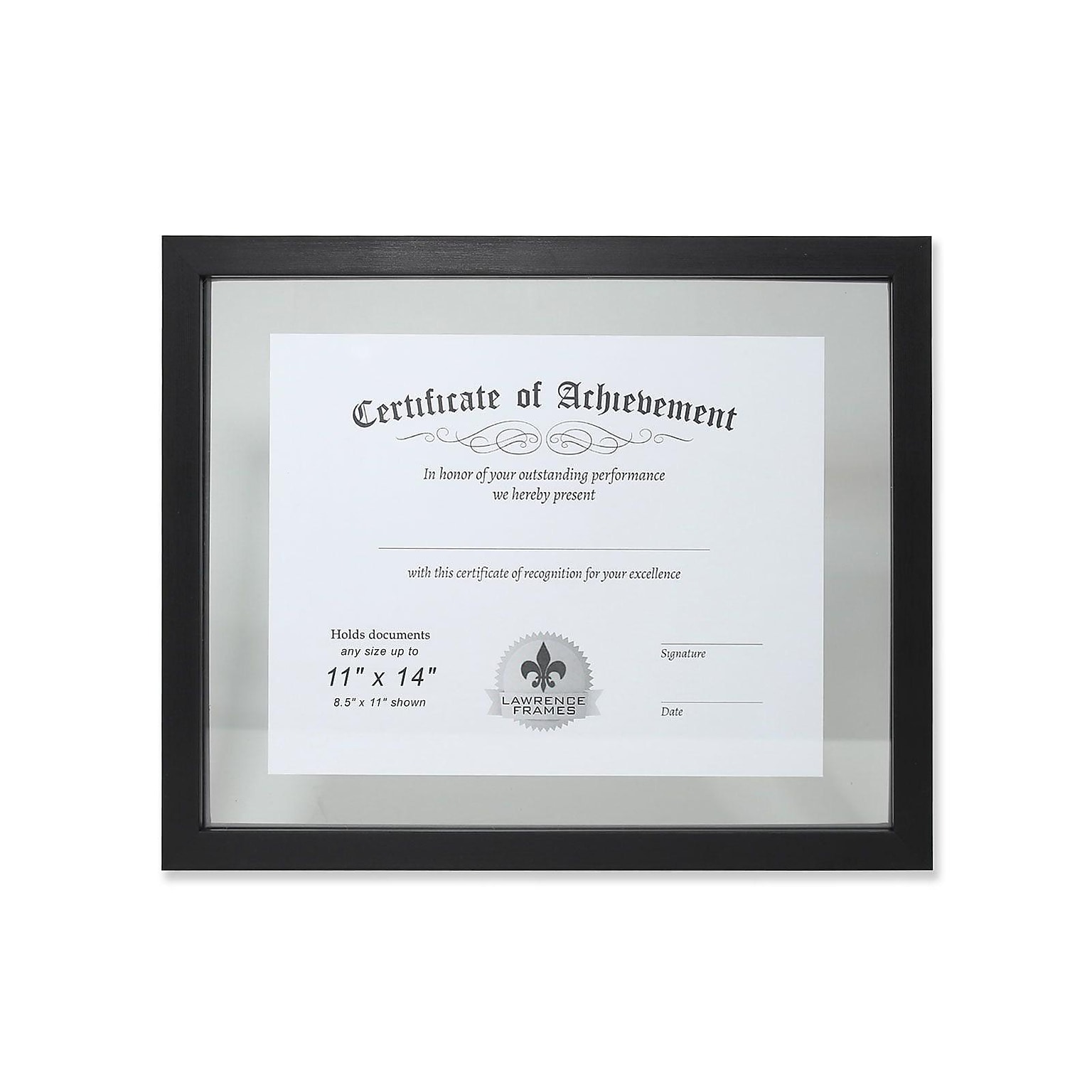 Lawrence Frames Plastic Certificate Frame, Black (530111)