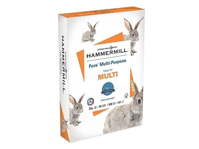 Hammermill Fore 8.5 x 11 3-Hole Punched Multipurpose Paper, 20 lbs., 96 Brightness, 5000 Sheets/Carton (103275)